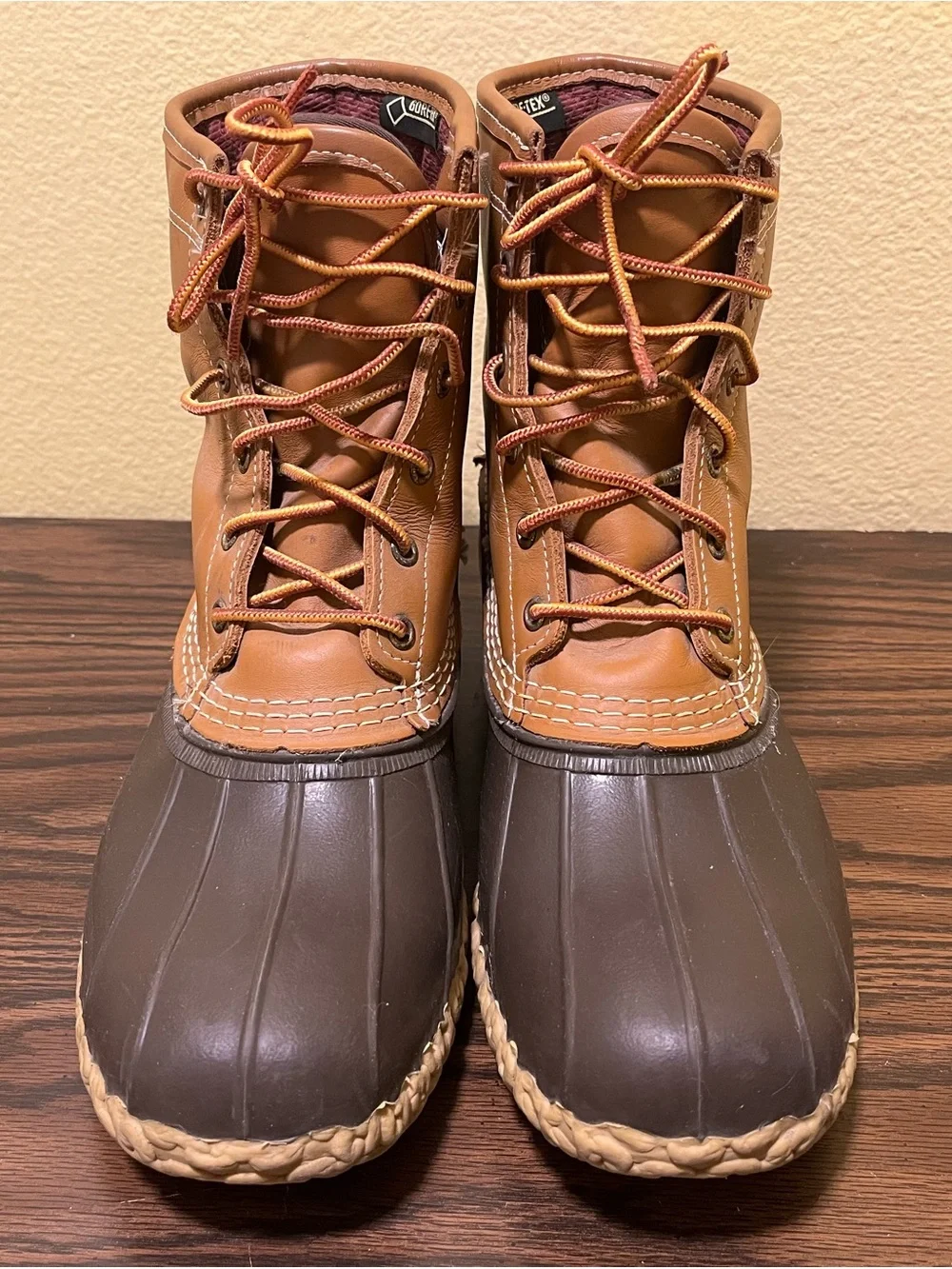 L.L.Bean Men's 8” Duck Boots Gore-Tex/Thinsulate Brown/Tan Leather SIZE 9 D